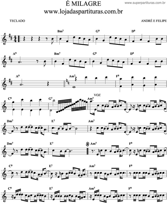 Partitura da música É Milagre