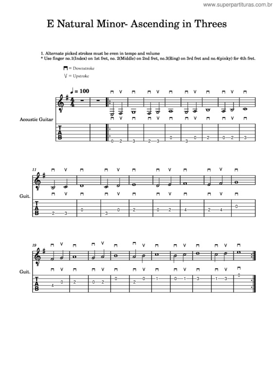 Partitura da música E Natural Minor Ascending In Threes