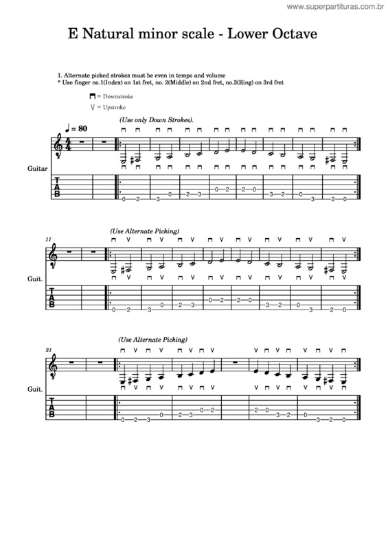 Partitura da música E Natural Minor Scale   Lower Octave