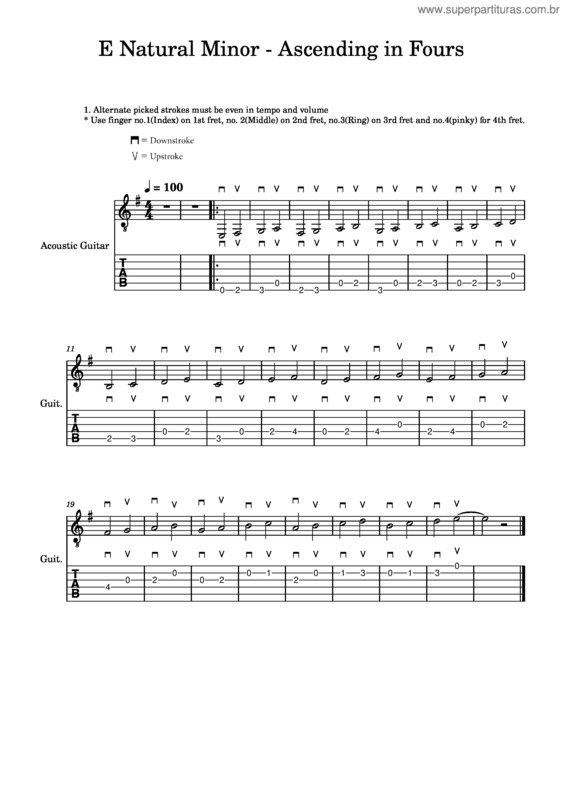 Partitura da música E Natural Minor