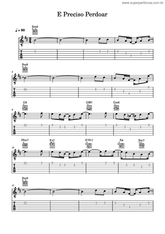 Partitura da música E Preciso Perdoar v.2