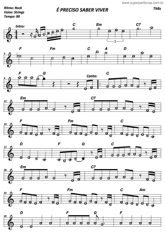 Partitura da música É Preciso Saber Viver v.7