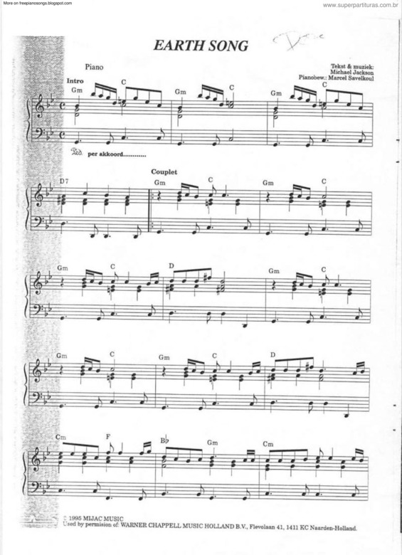 Partitura da música Earth Song v.5