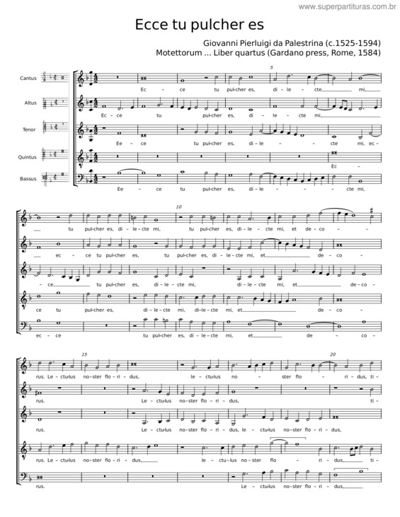 Partitura da música Ecce Tu Pulcher Es