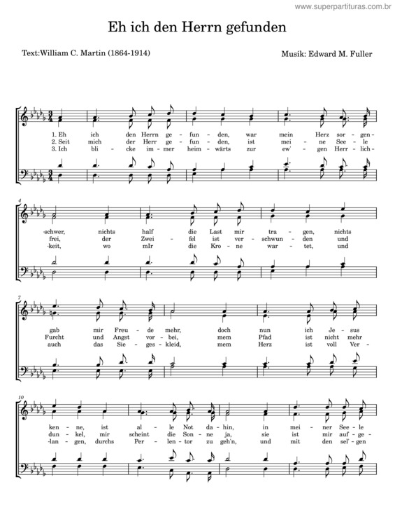 Partitura da música Eh Ich Den Herrn Gefunden – Edward M. Fuller