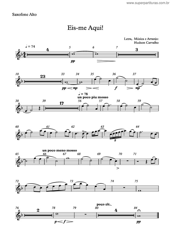 Partitura da música Eis-Me Aqui v.8