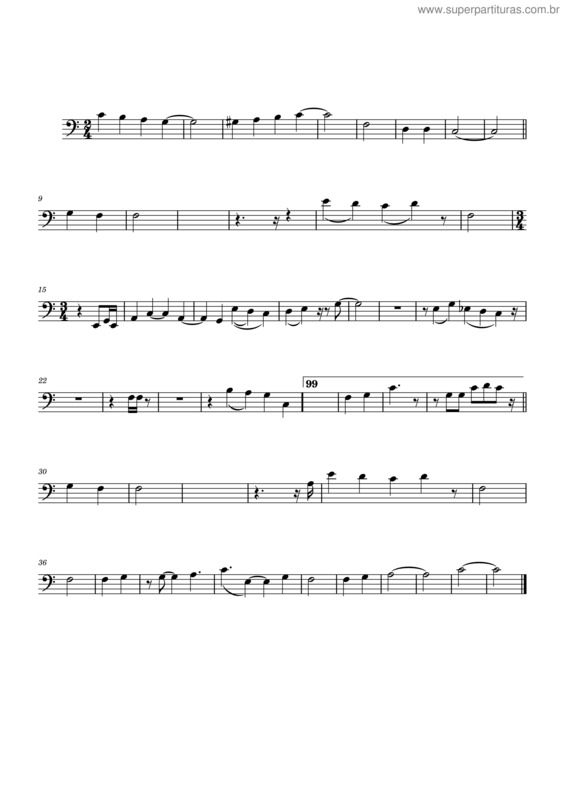 Partitura da música Eis O Cordeiro De Deus-Trombone.