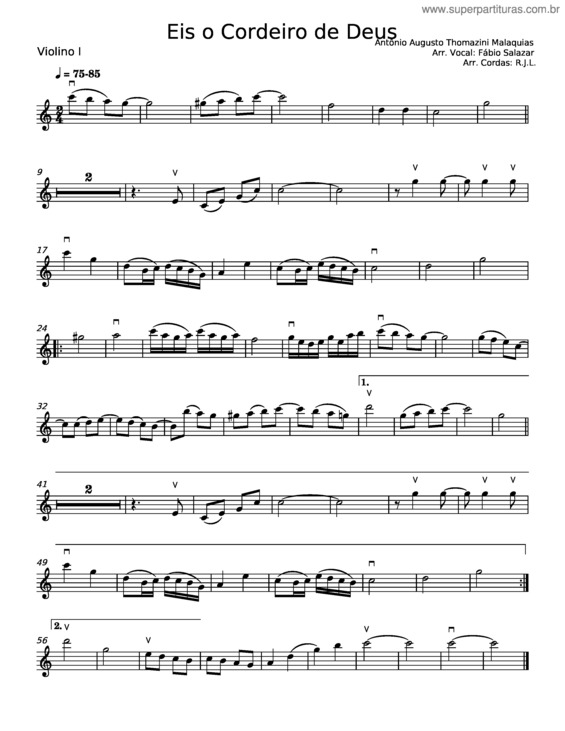 Partitura da música Eis O Cordeiro De Deus v.2