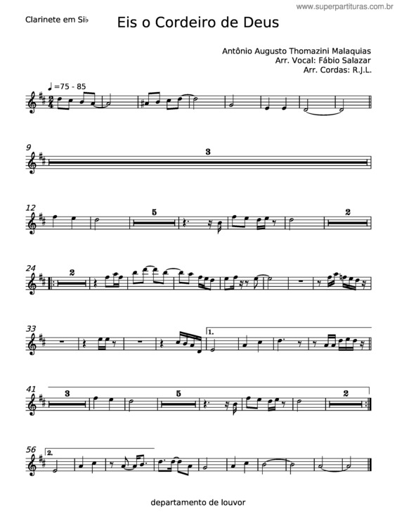 Partitura da música Eis O Cordeiro De Deus v.3