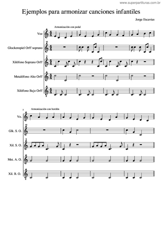 Partitura da música Ejemplos Para Armonizar Canciones Infantiles