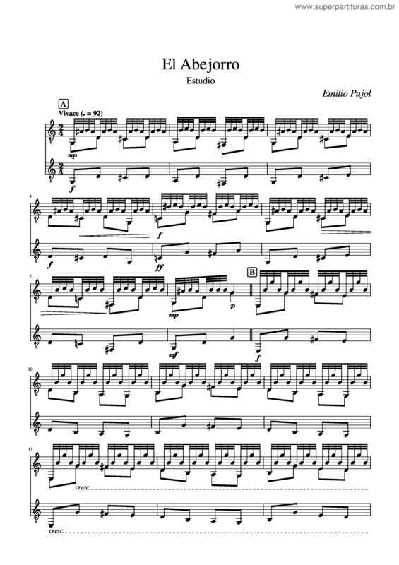 Partitura da música El Abejorro