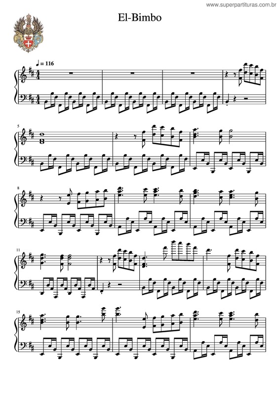 Partitura da música El-Bimbo v.2