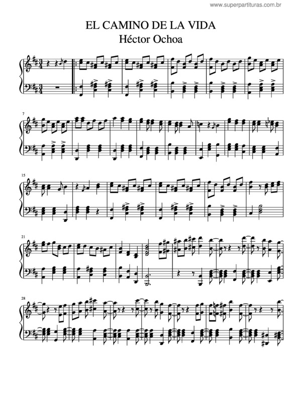 Partitura da música El Camino De La Vida v.2