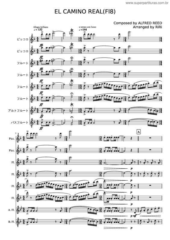 Partitura da música El Camino Real Fl8