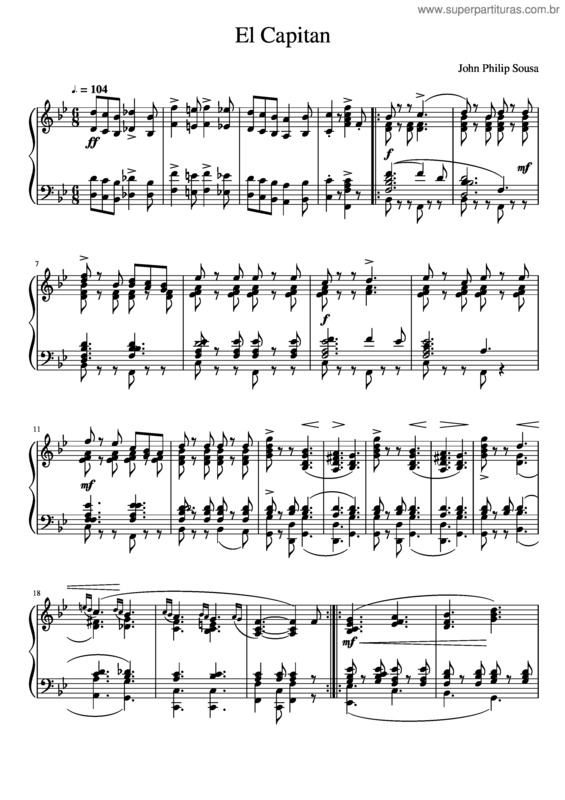 Partitura da música El Capitan; Marsch, March