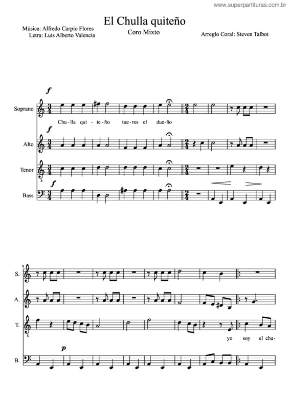 Partitura da música El Chulla Quiteño v.4