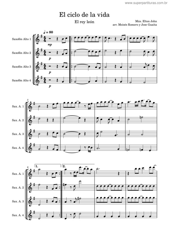 Partitura da música El Ciclo De La Vida v.2