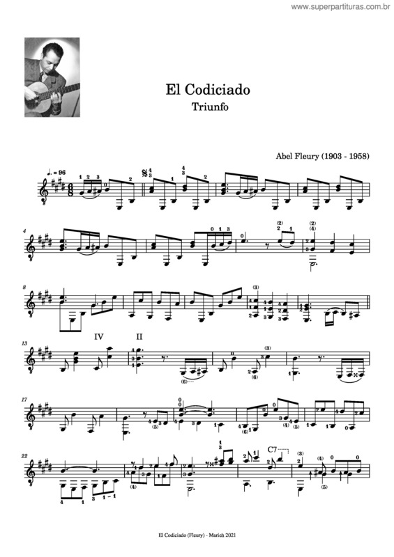 Partitura da música El Codiciado