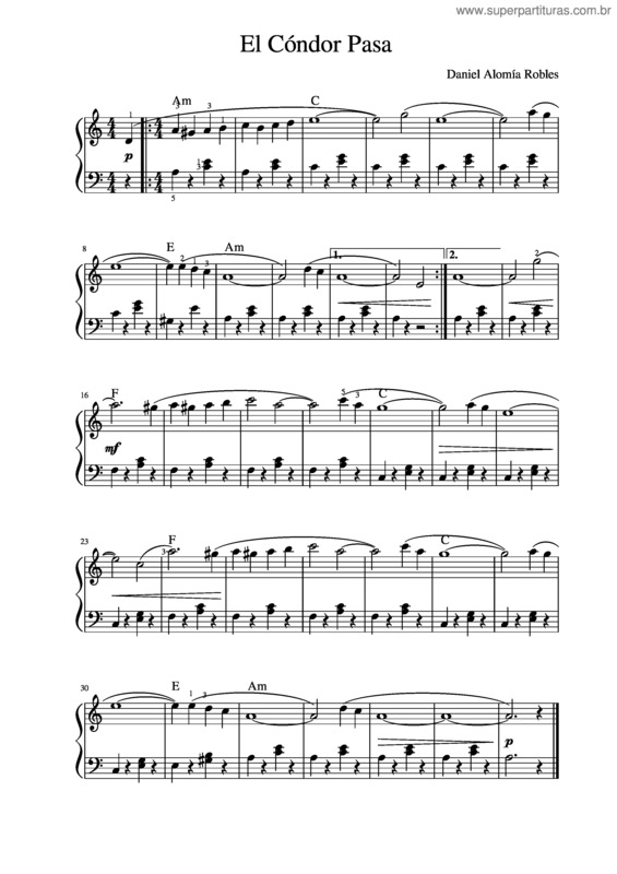 Partitura da música El Cóndor Pasa v.10