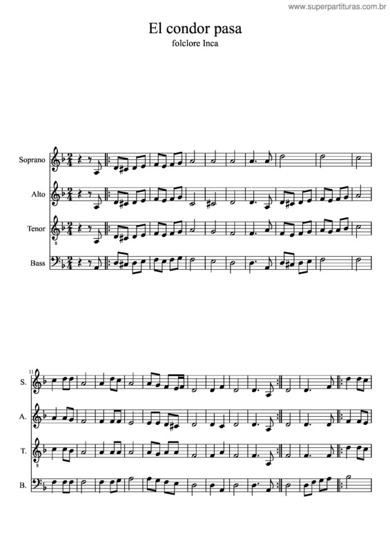 Partitura da música El Condor Pasa v.14