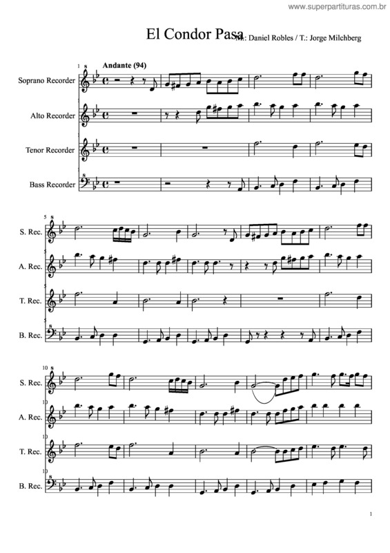 Partitura da música El Condor Pasa v.15