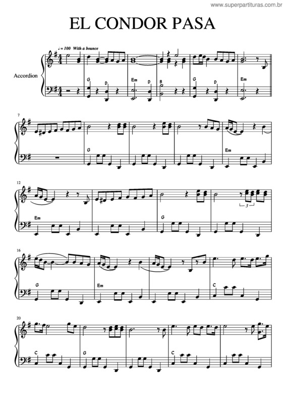 Partitura da música El Condor Pasa v.7