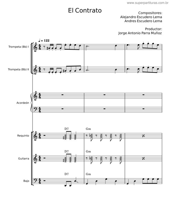 Partitura da música El Contrato