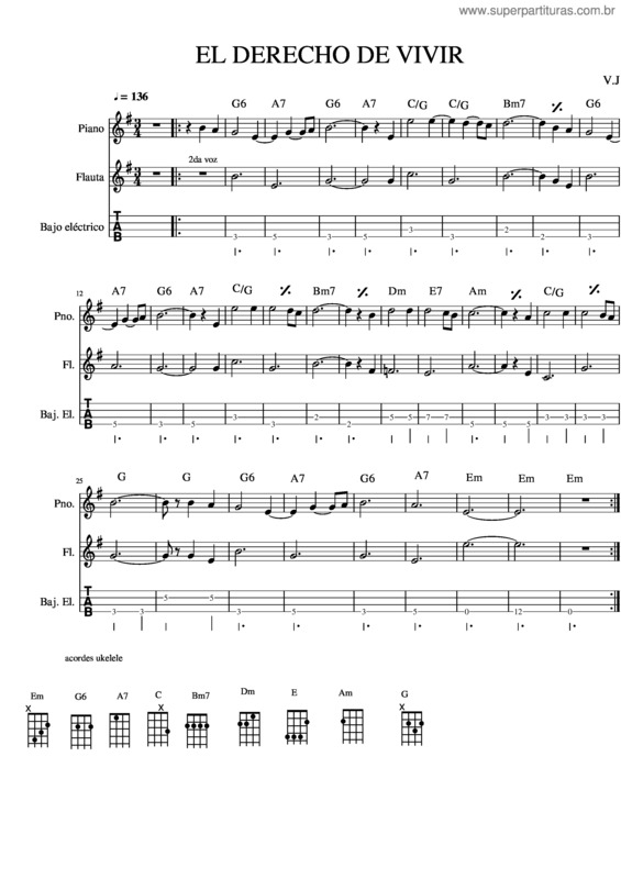 Partitura da música El Derecho De Vivir