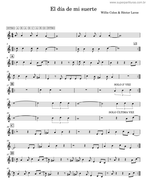 Partitura da música El Día De Mi Suerte