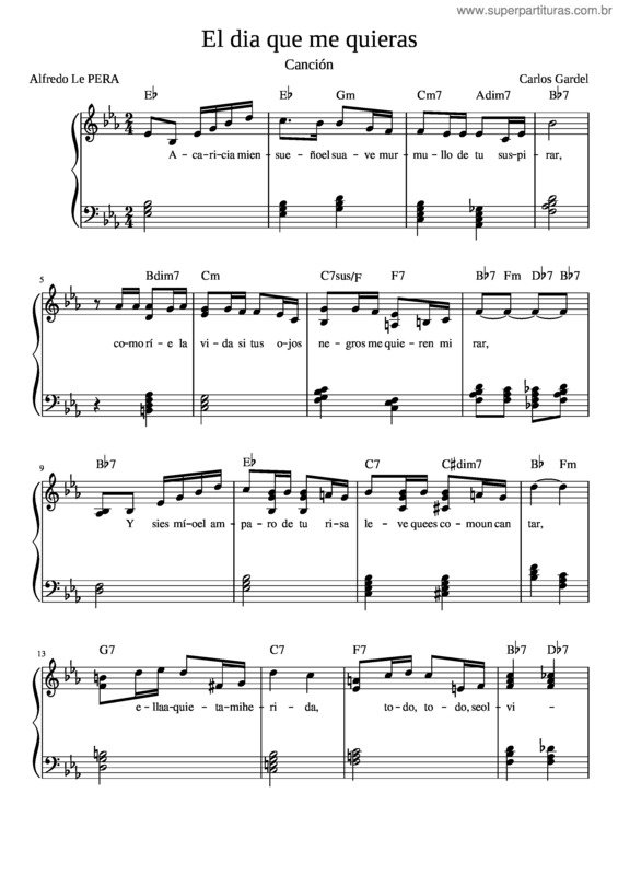 Partitura da música El Dia Que Me Quieras v.16