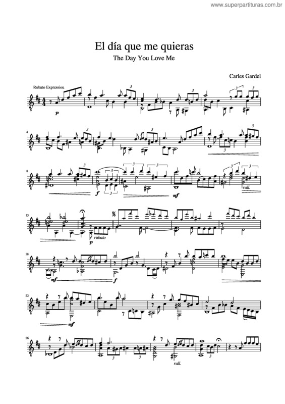 Partitura da música El Dia Que Me Quieras v.20