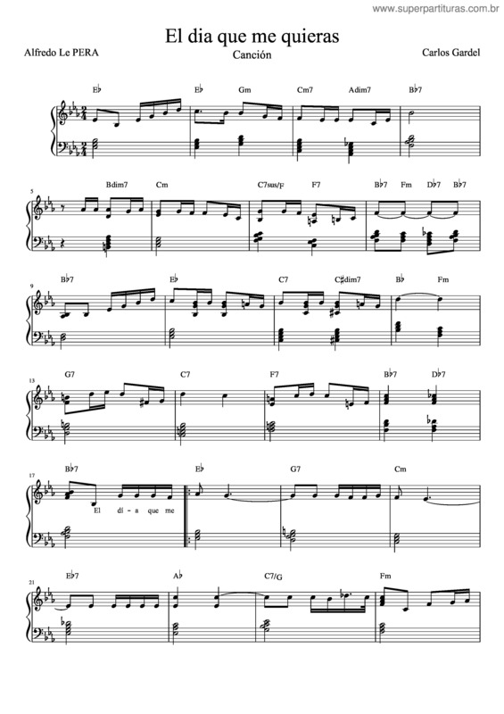 Partitura da música El Día Que Me Quieras v.25