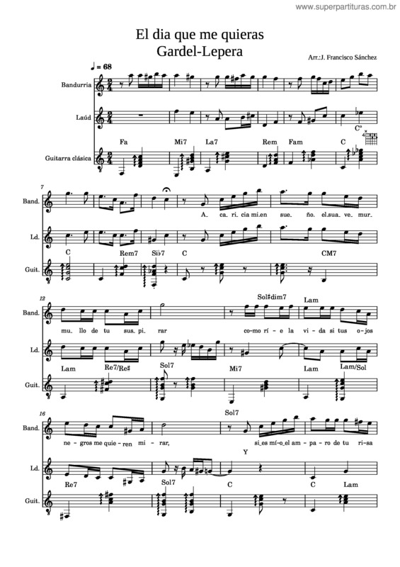 Partitura da música El Dia Que Me Quieras v.29