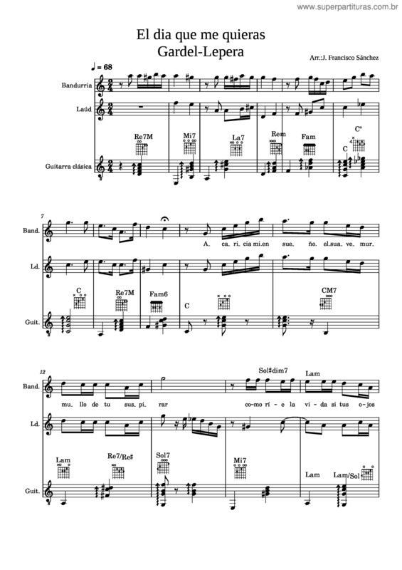 Partitura da música El Dia Que Me Quieras v.33