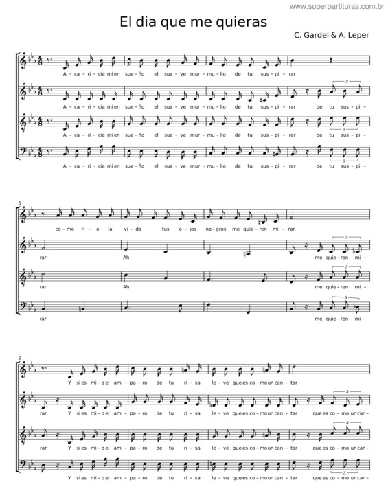 Partitura da música El Dia Que Me Quieras v.35