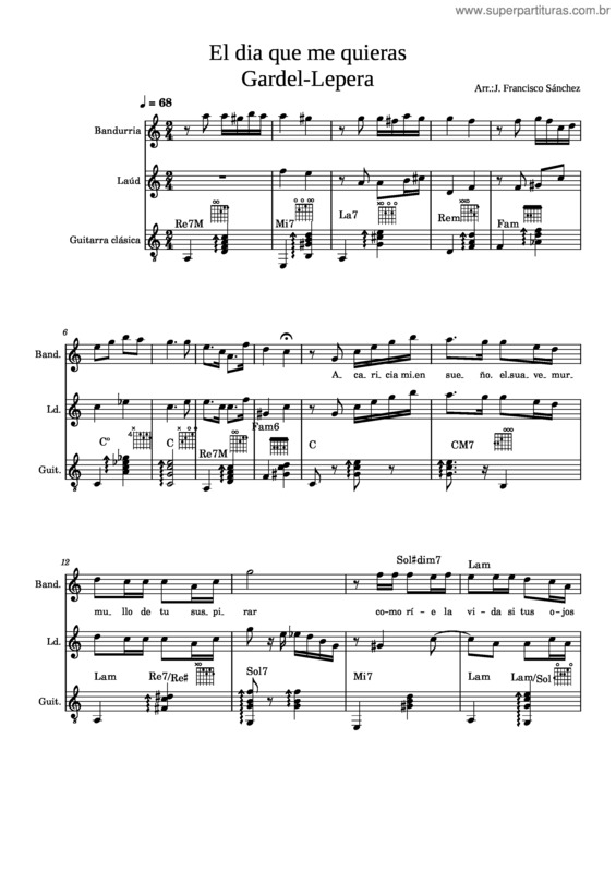 Partitura da música El Dia Que Me Quieras v.37