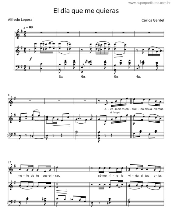 Partitura da música El Dia Que Me Quieras v.44