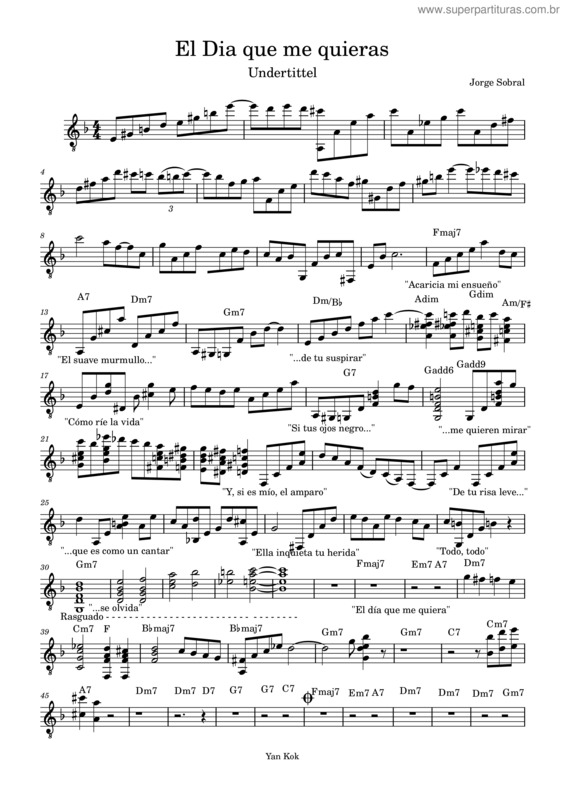 Partitura da música El Dia Que Me Quieras v.45