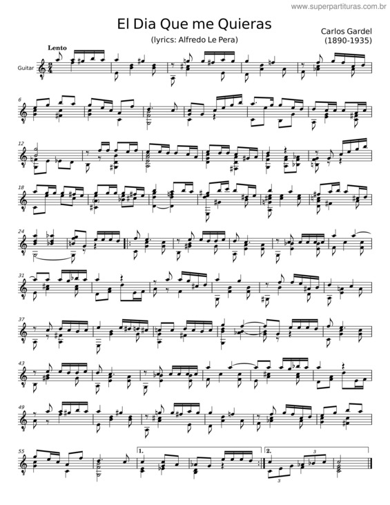 Partitura da música El Dia Que Me Quieras v.46