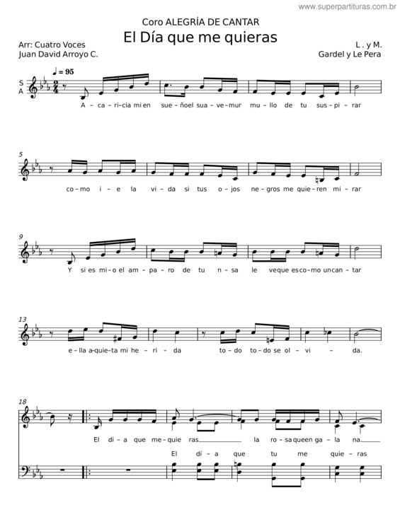 Partitura da música El Día Que Me Quieras v.48