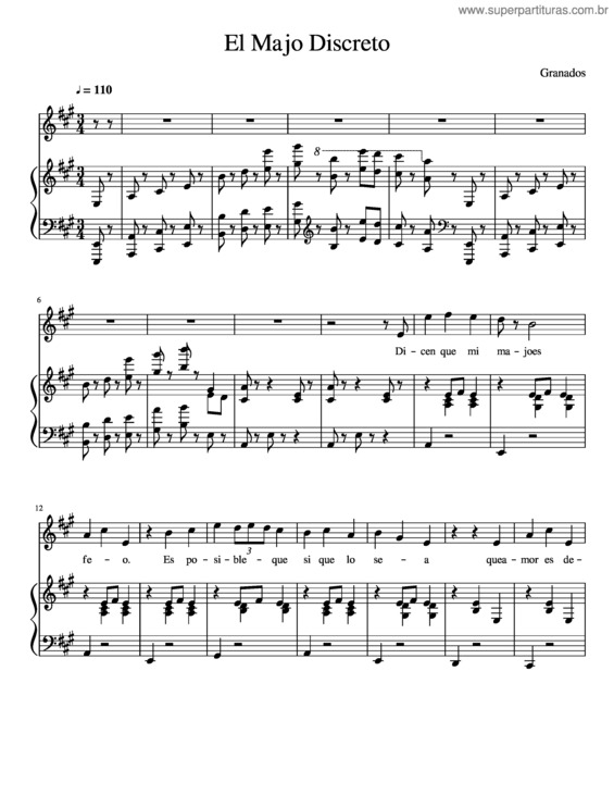 Partitura da música El Majo Discreto Soprano Solo