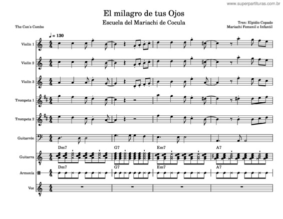 Partitura da música El Milagro De Tus Ojos