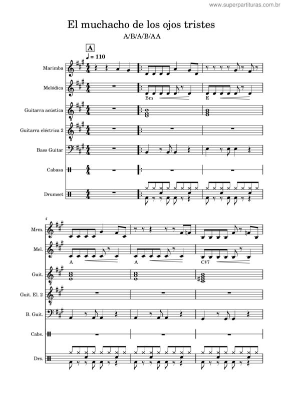 Partitura da música El Muchacho De Los Ojos Tristes