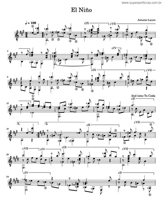 Partitura da música El Nino