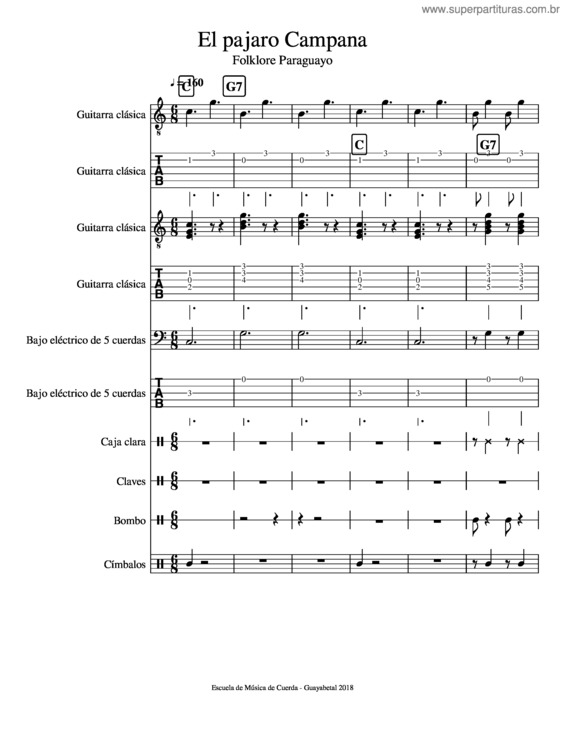 Partitura da música El Pajaro Campana