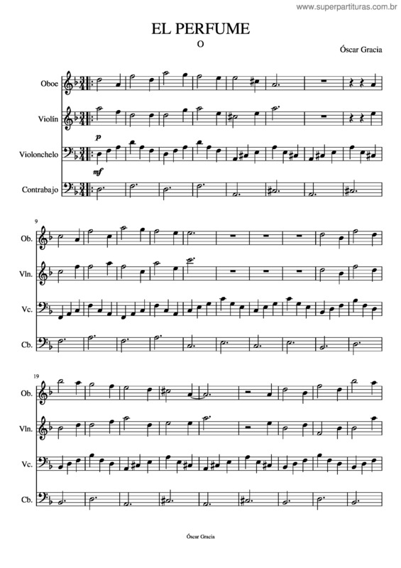 Partitura da música El Perfume