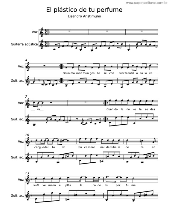 Partitura da música El Plástico De Tu Perfume