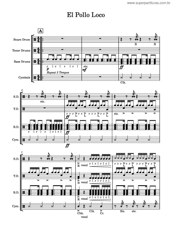 Partitura da música El Pollo Loco Cadence