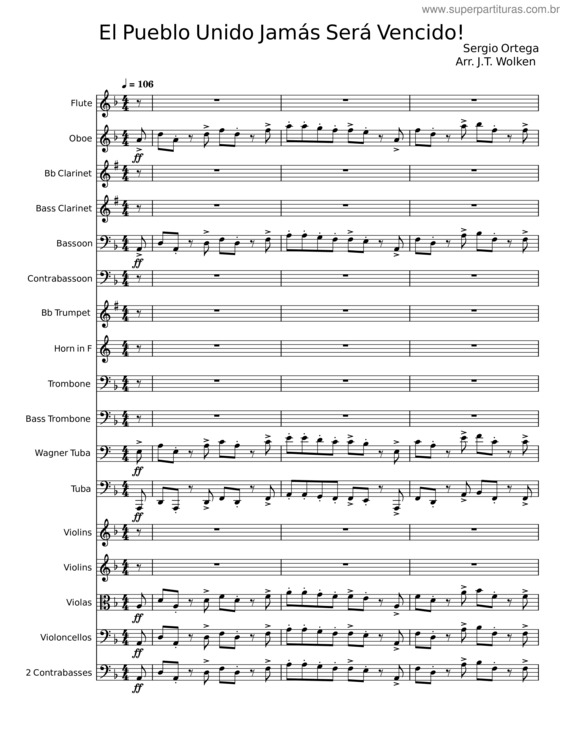 Partitura da música El Pueblo Unido Jamas Sera Vencido v.3