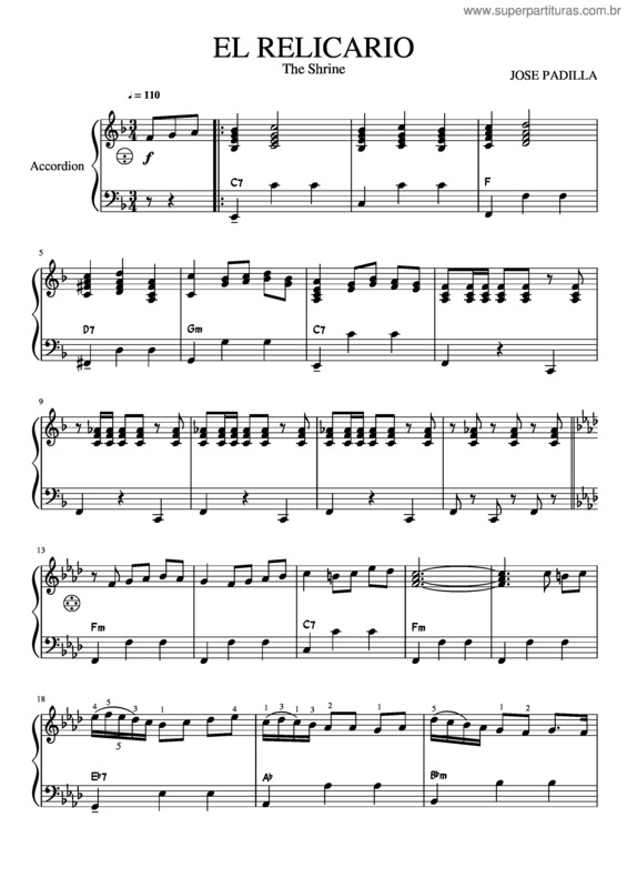 Partitura da música El Relicario v.5